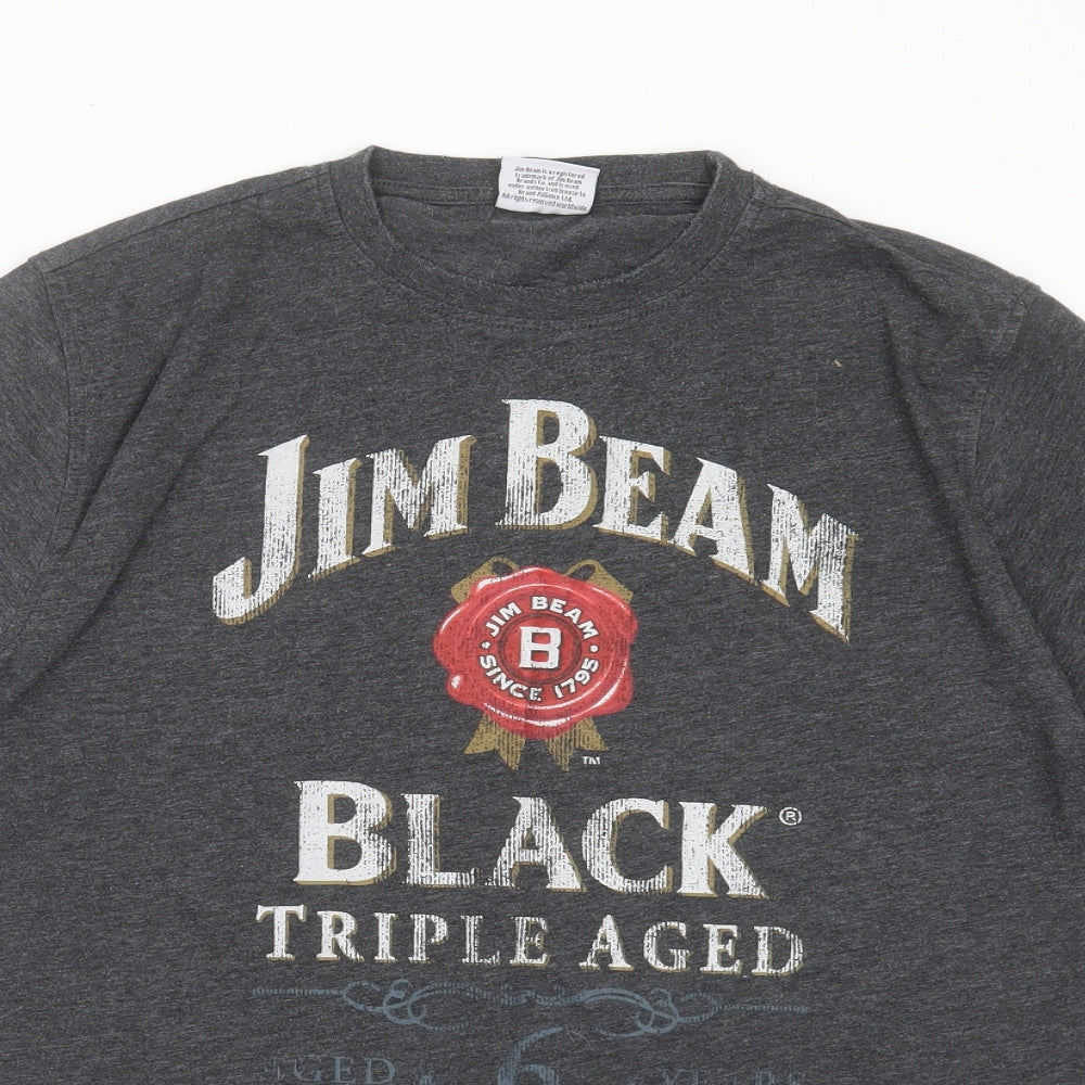 George Mens Grey  Polyester  T-Shirt Size M Round Neck  - jim beam