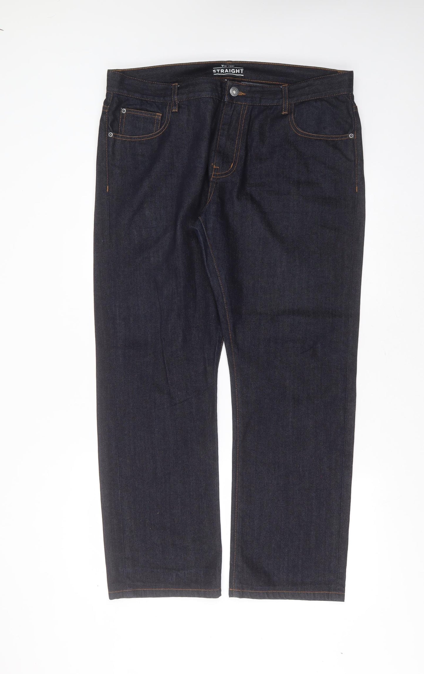 Very Mens Blue  Cotton Straight Jeans Size 36 in L29 in Regular Zip - short Leg