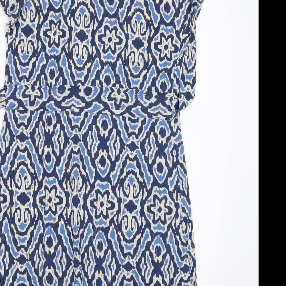 Boden Womens Multicoloured Geometric Lyocell T-Shirt Dress  Size 12  Round Neck