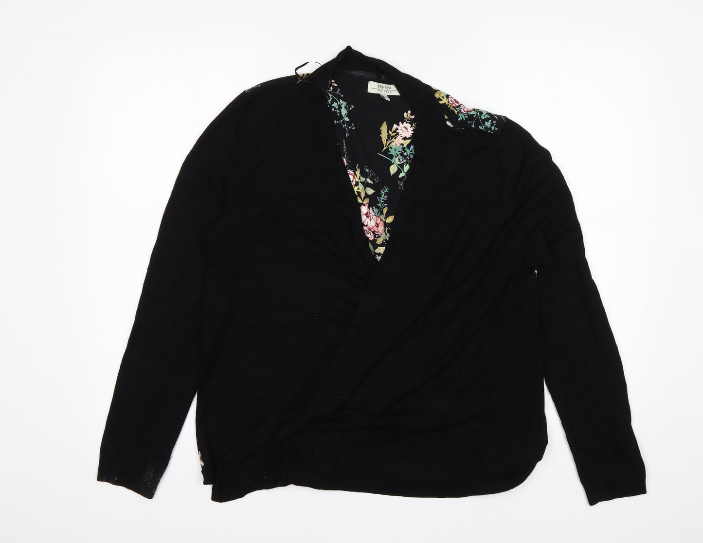 Papaya Womens Multicoloured V-Neck Floral Viscose Cardigan Jumper Size 12