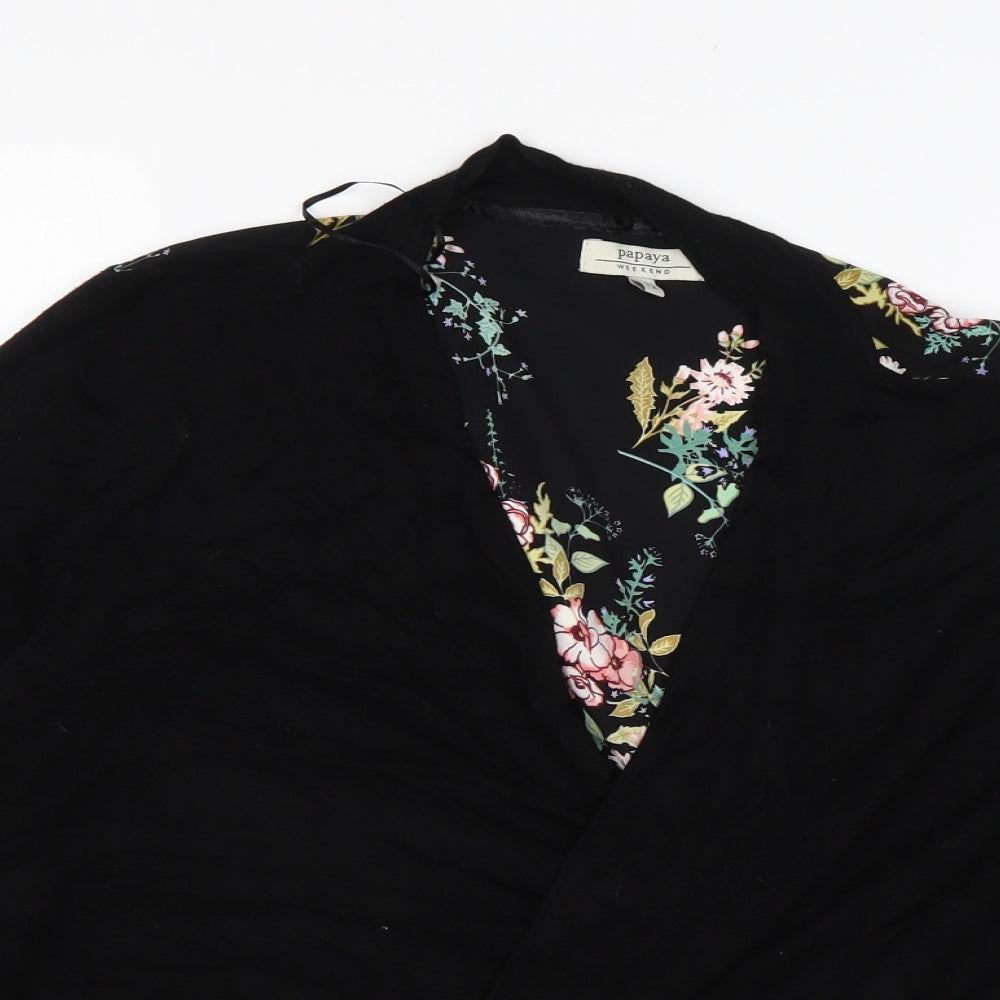 Papaya Womens Multicoloured V-Neck Floral Viscose Cardigan Jumper Size 12
