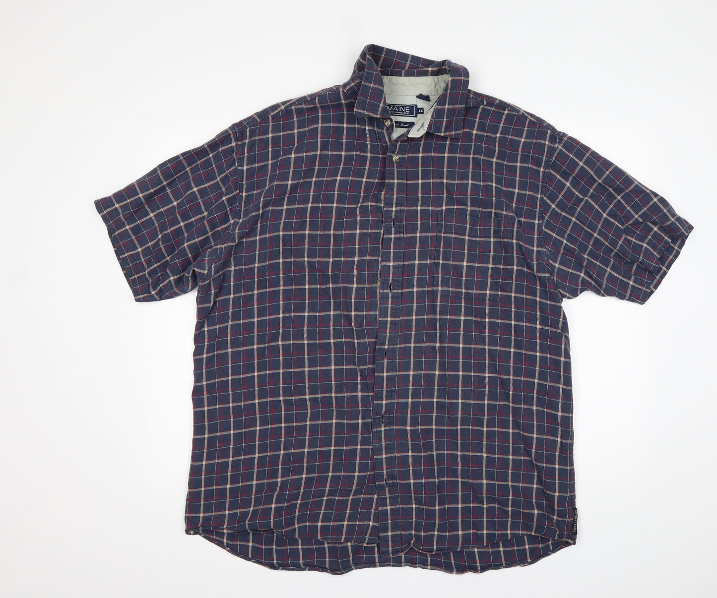 Maine  Mens Multicoloured Plaid Cotton  Button-Up Size XL Collared