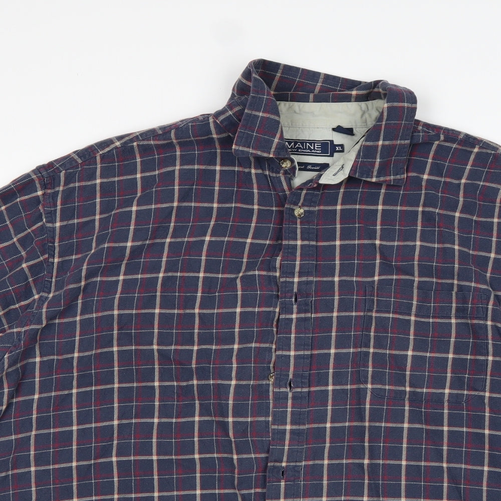 Maine  Mens Multicoloured Plaid Cotton  Button-Up Size XL Collared