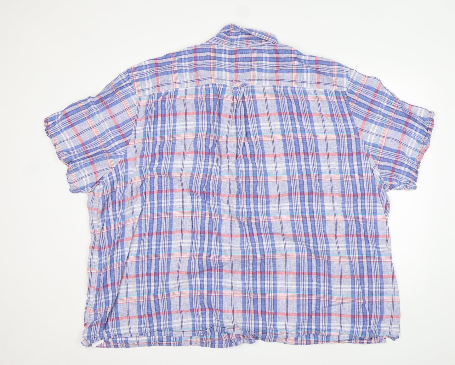 Maine Mens Multicoloured Plaid Linen  Button-Up Size Big 5X Collared