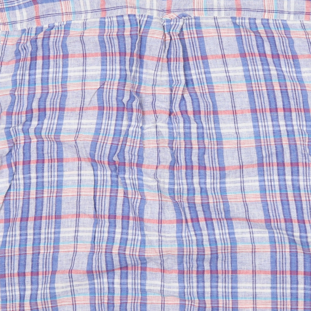 Maine Mens Multicoloured Plaid Linen  Button-Up Size Big 5X Collared