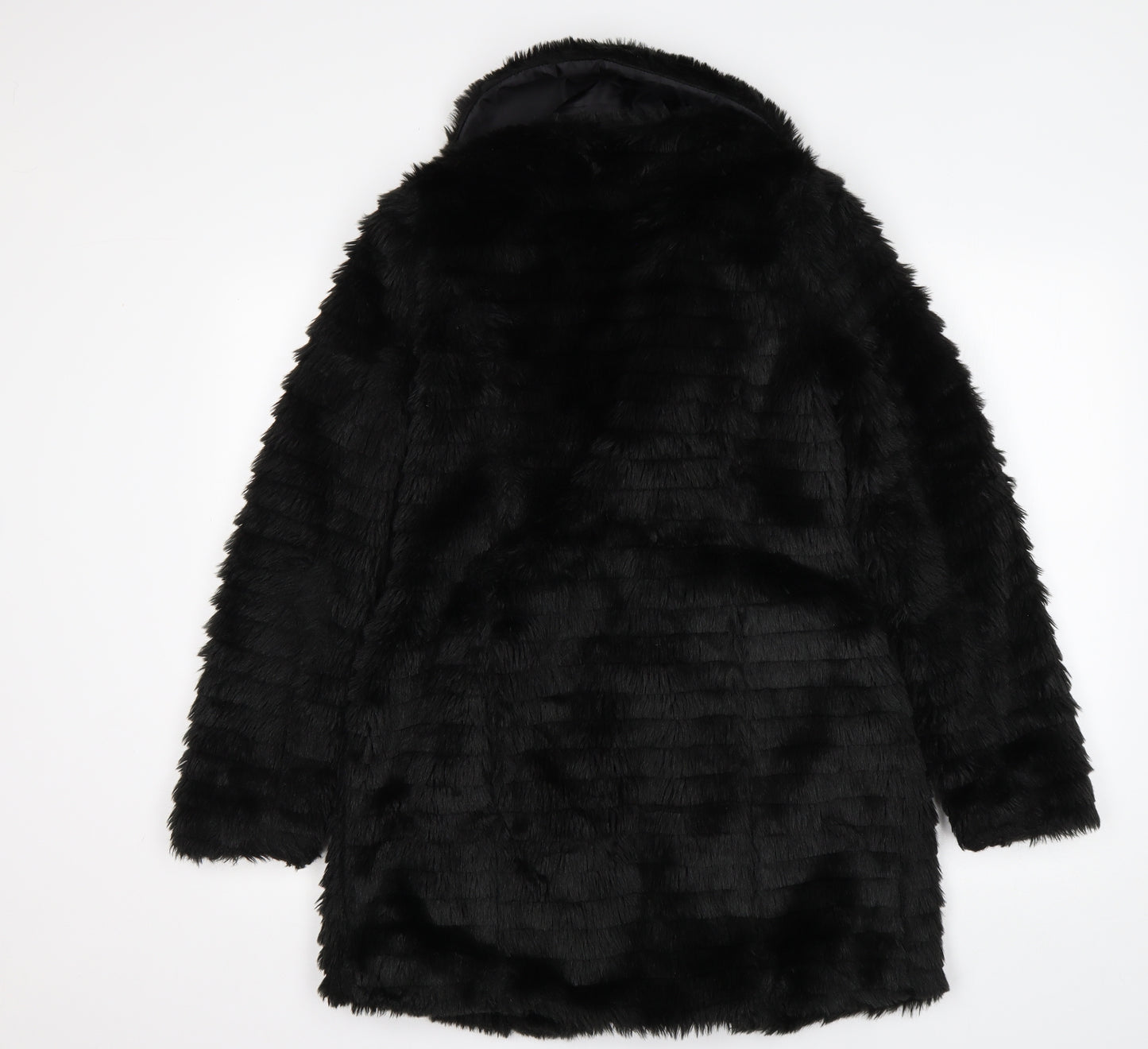 Boohoo Womens Black   Overcoat Coat Size 8   - Fur Coat