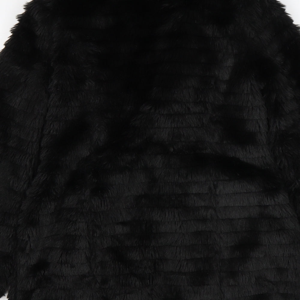 Boohoo Womens Black   Overcoat Coat Size 8   - Fur Coat