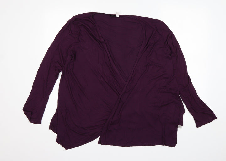 Midnight Womens Purple V-Neck  Modal Cardigan Jumper Size M
