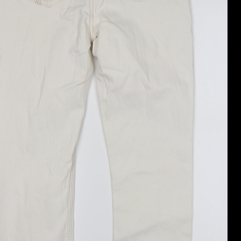 M&S Womens White  Cotton Cropped Jeans Size 16 L26 in Regular