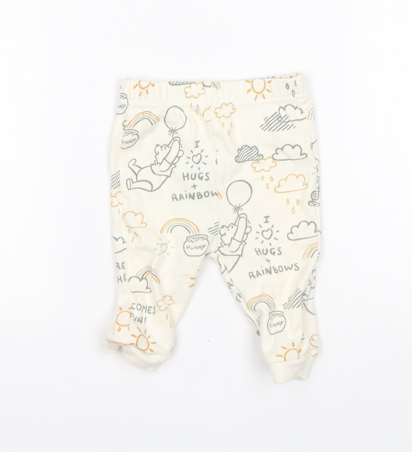George Baby Multicoloured Animal Print Cotton Sweatpants Trousers Size 3-6 Months   - WINNIE THE POOH