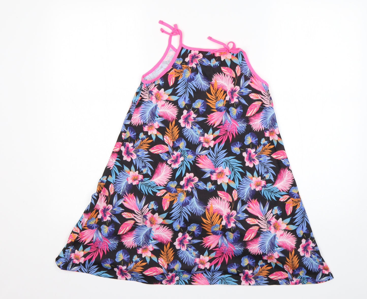 Matalan Girls Multicoloured Floral Polyester A-Line  Size 9 Years  Round Neck