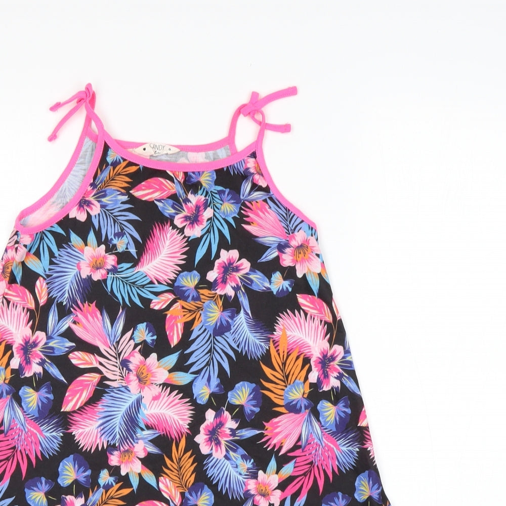 Matalan Girls Multicoloured Floral Polyester A-Line  Size 9 Years  Round Neck