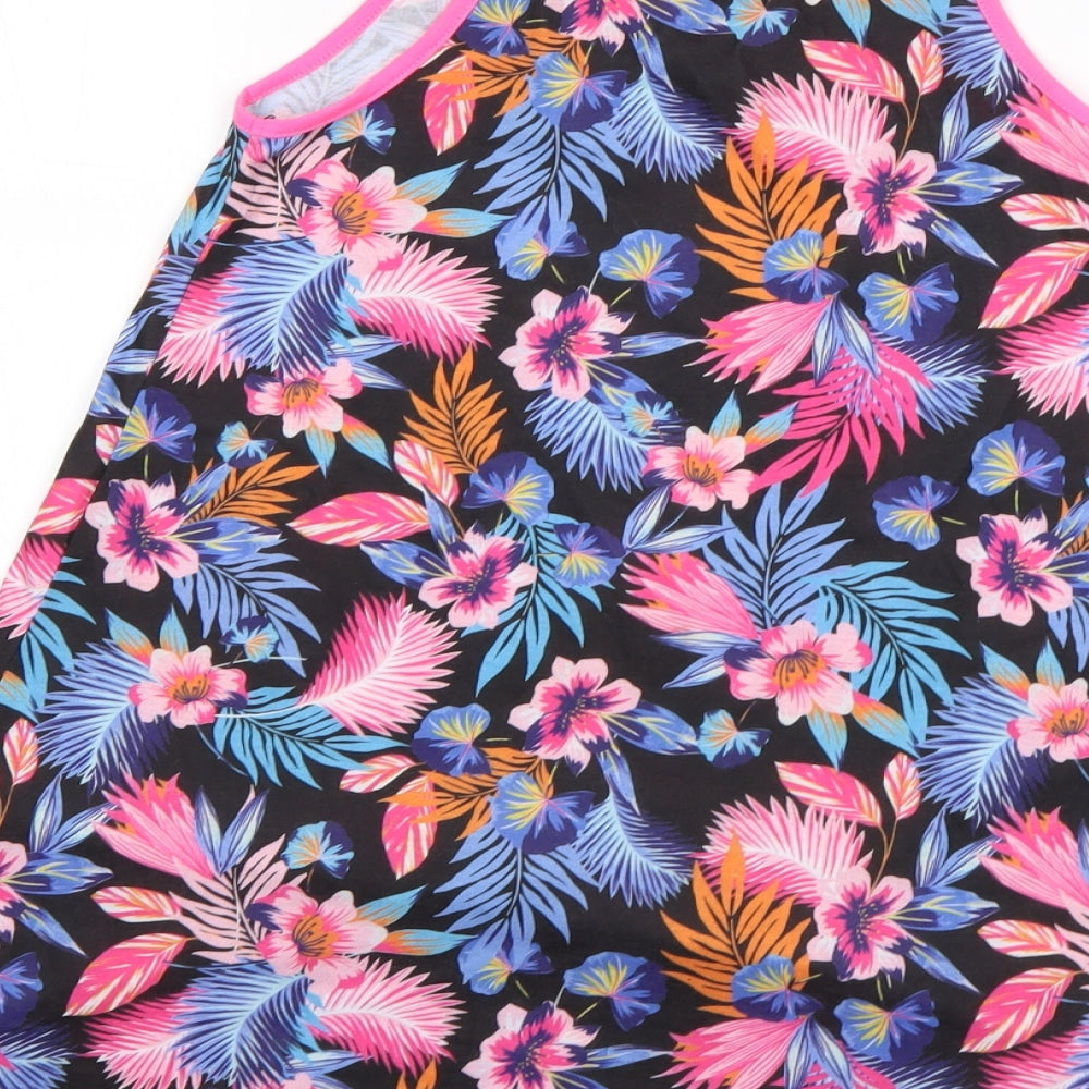 Matalan Girls Multicoloured Floral Polyester A-Line  Size 9 Years  Round Neck