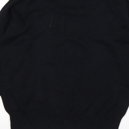 Avenue Womens Black Round Neck  Cotton Pullover Jumper Size S