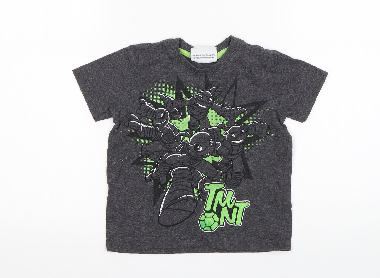 Primark Boys Grey  Cotton Basic T-Shirt Size 18-24 Months Round Neck  - TMNT