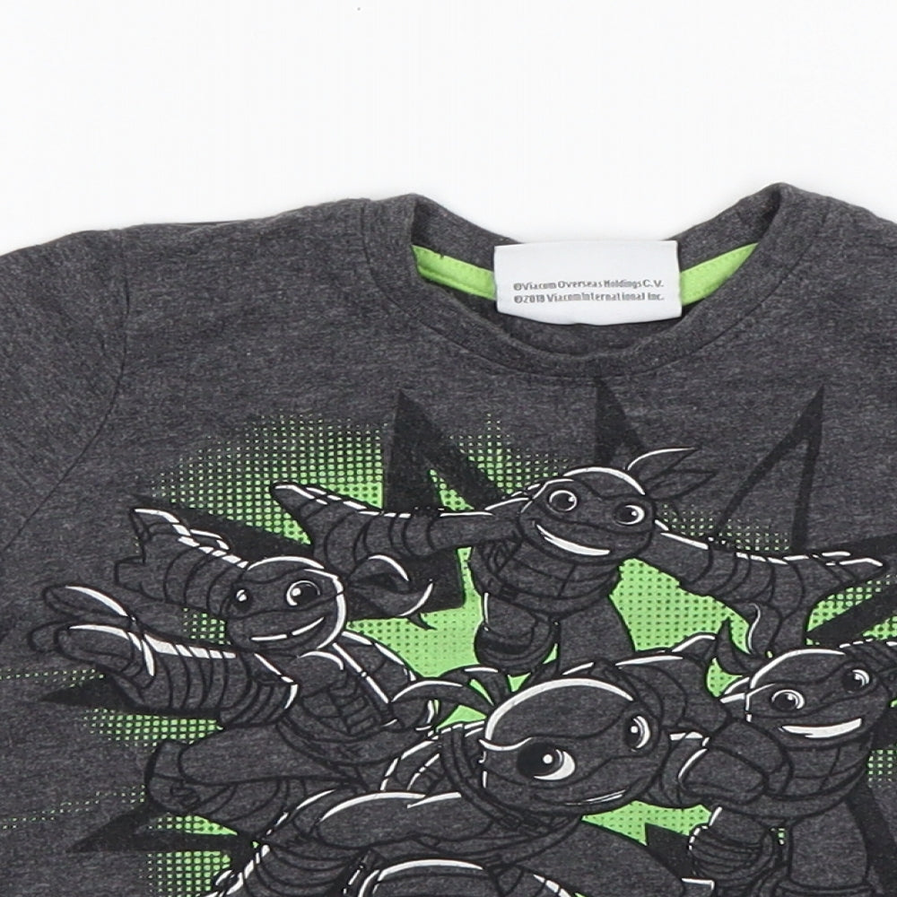 Primark Boys Grey  Cotton Basic T-Shirt Size 18-24 Months Round Neck  - TMNT