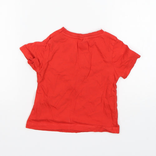 George Boys Red  Cotton Basic T-Shirt Size 18-24 Months Round Neck  - PJ Masks
