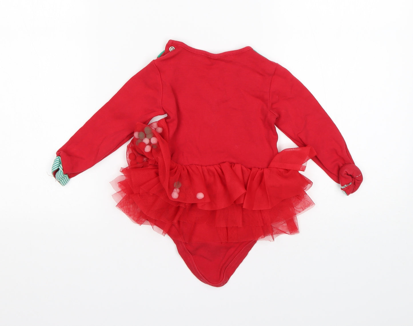TU Girls Red  Cotton Leotard One-Piece Size 9-12 Months   - Christmas Elf