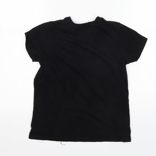 Primark Boys Black Floral  Basic T-Shirt Size 8-9 Years Round Neck