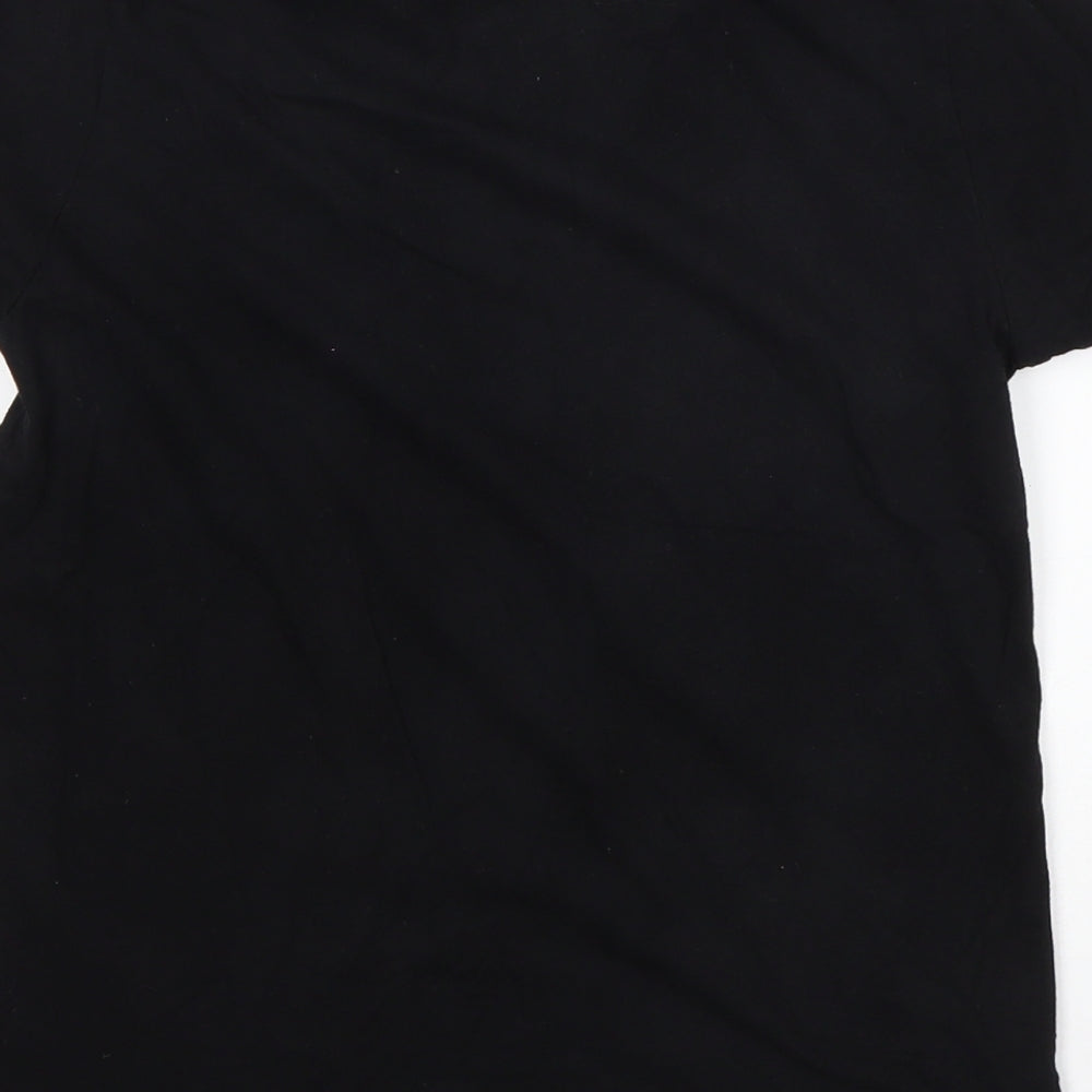 Primark Boys Black Floral  Basic T-Shirt Size 8-9 Years Round Neck