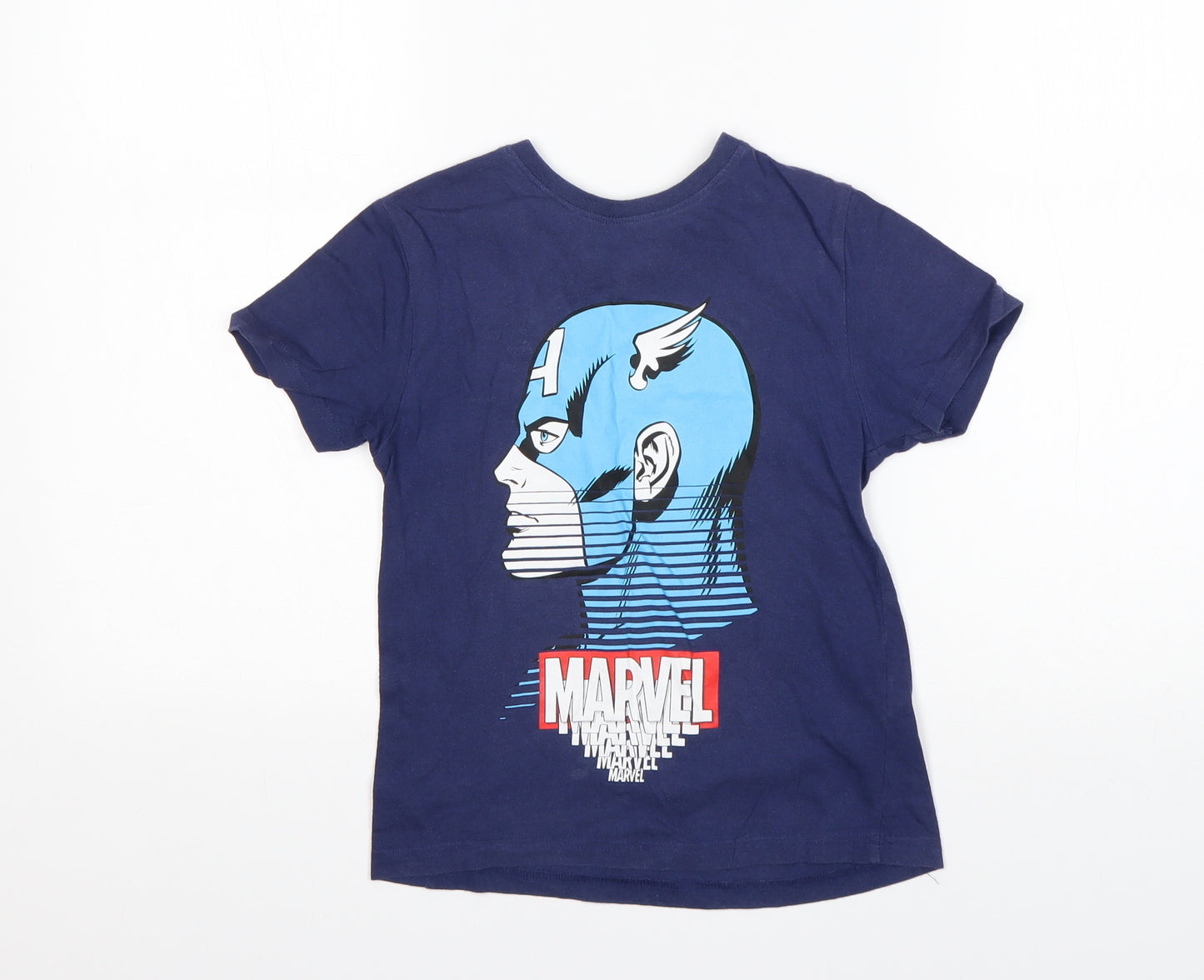 Marvel Boys Blue   Basic T-Shirt Size 6-7 Years Round Neck  - CAPTAIN AMERICA