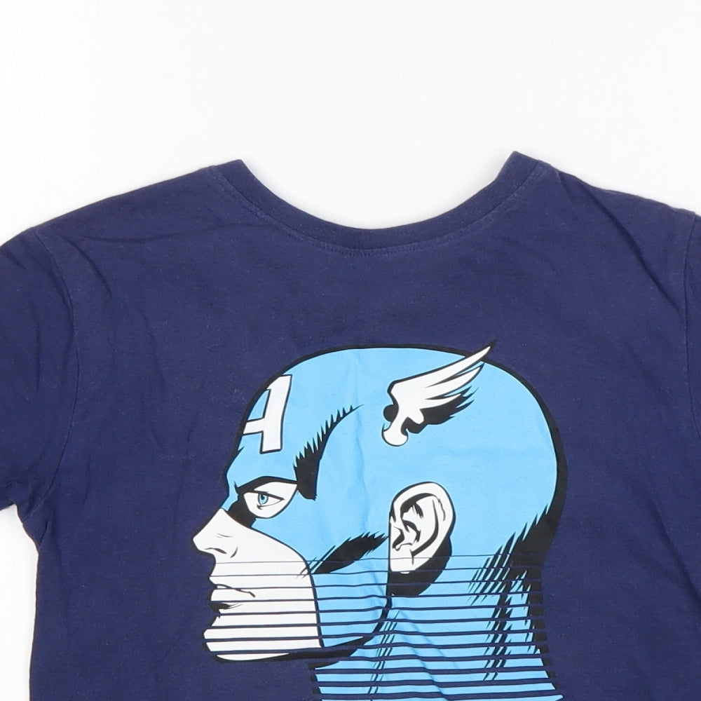 Marvel Boys Blue   Basic T-Shirt Size 6-7 Years Round Neck  - CAPTAIN AMERICA