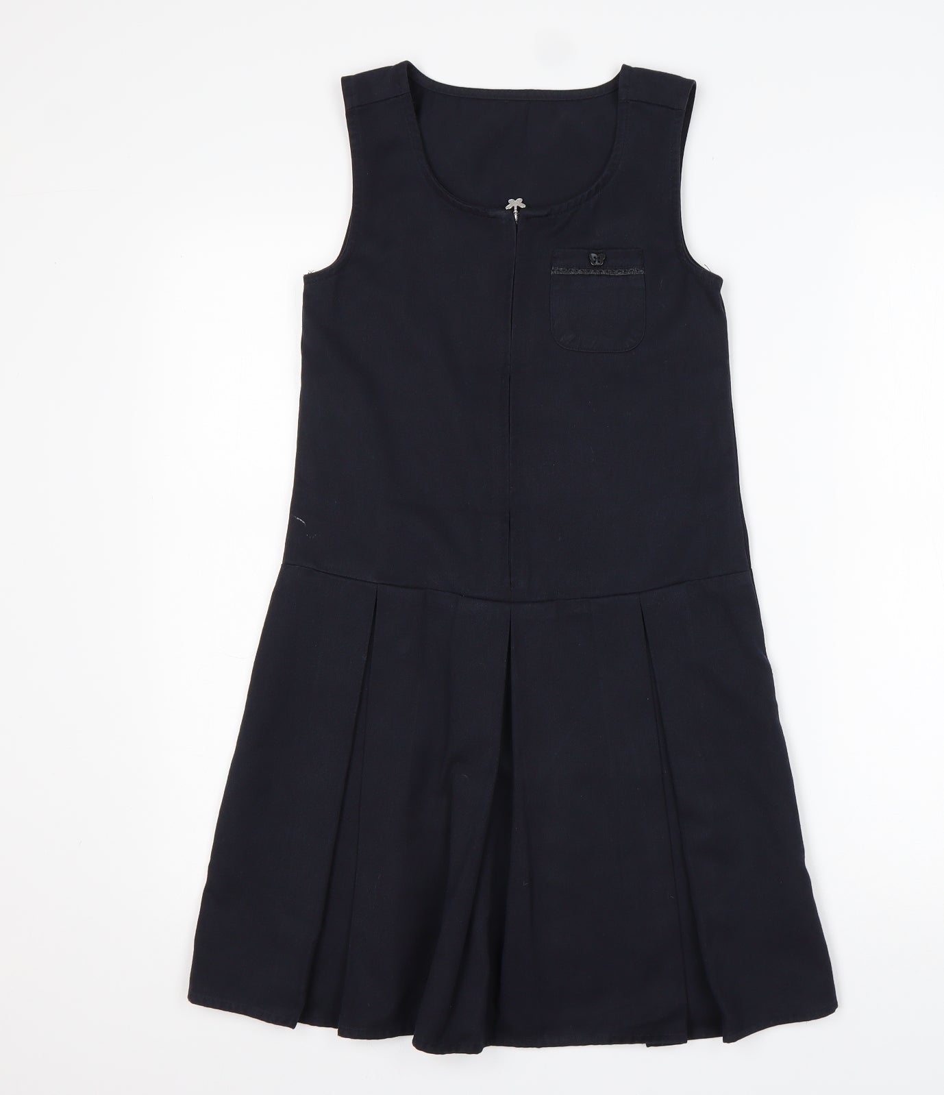 LILY&DAN Girls Blue  Polyester Pinafore/Dungaree Dress  Size 9-10 Years  Round Neck  - School wear