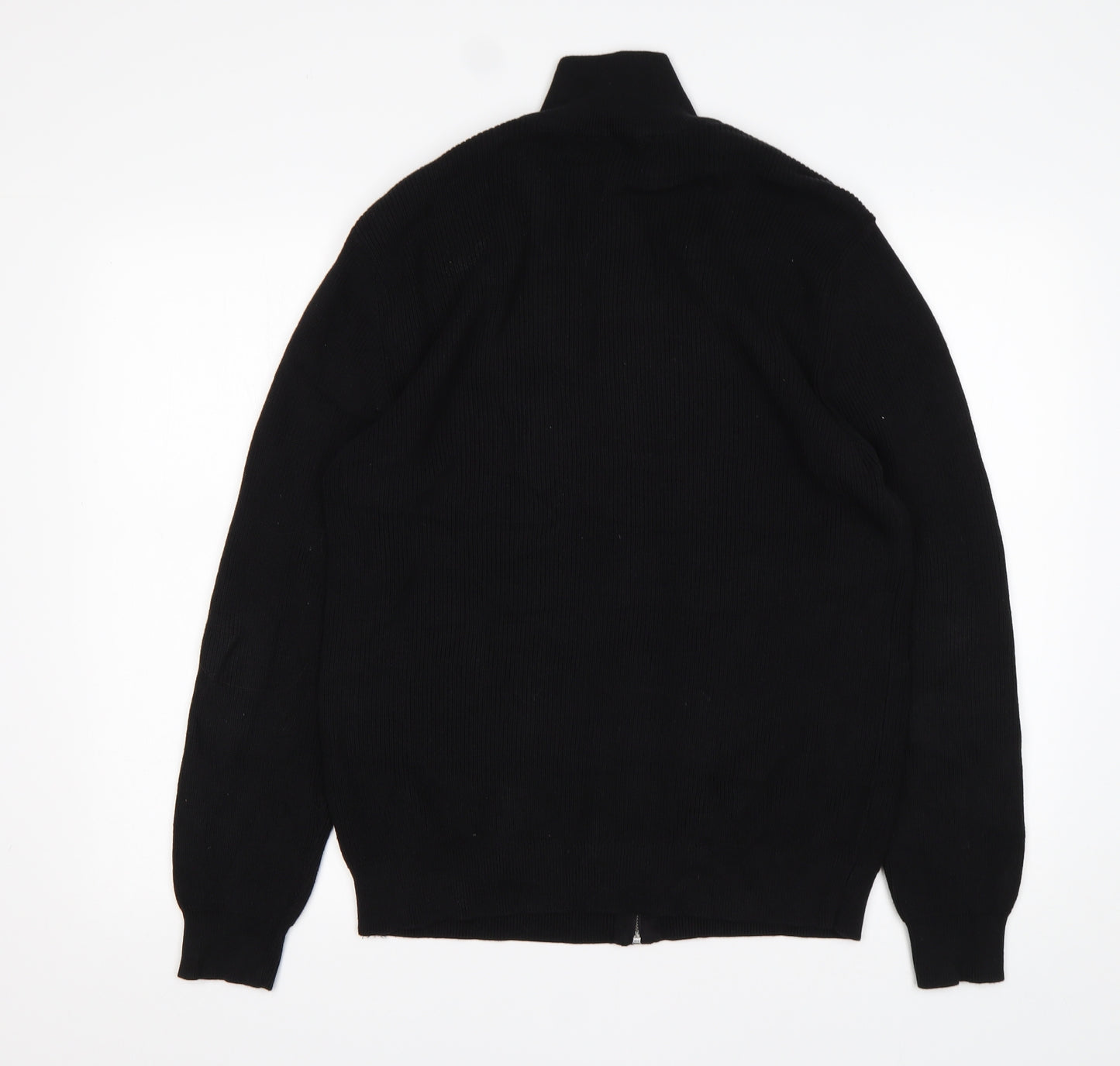 George Mens Black Mock Neck  Cotton Full Zip Jumper Size M