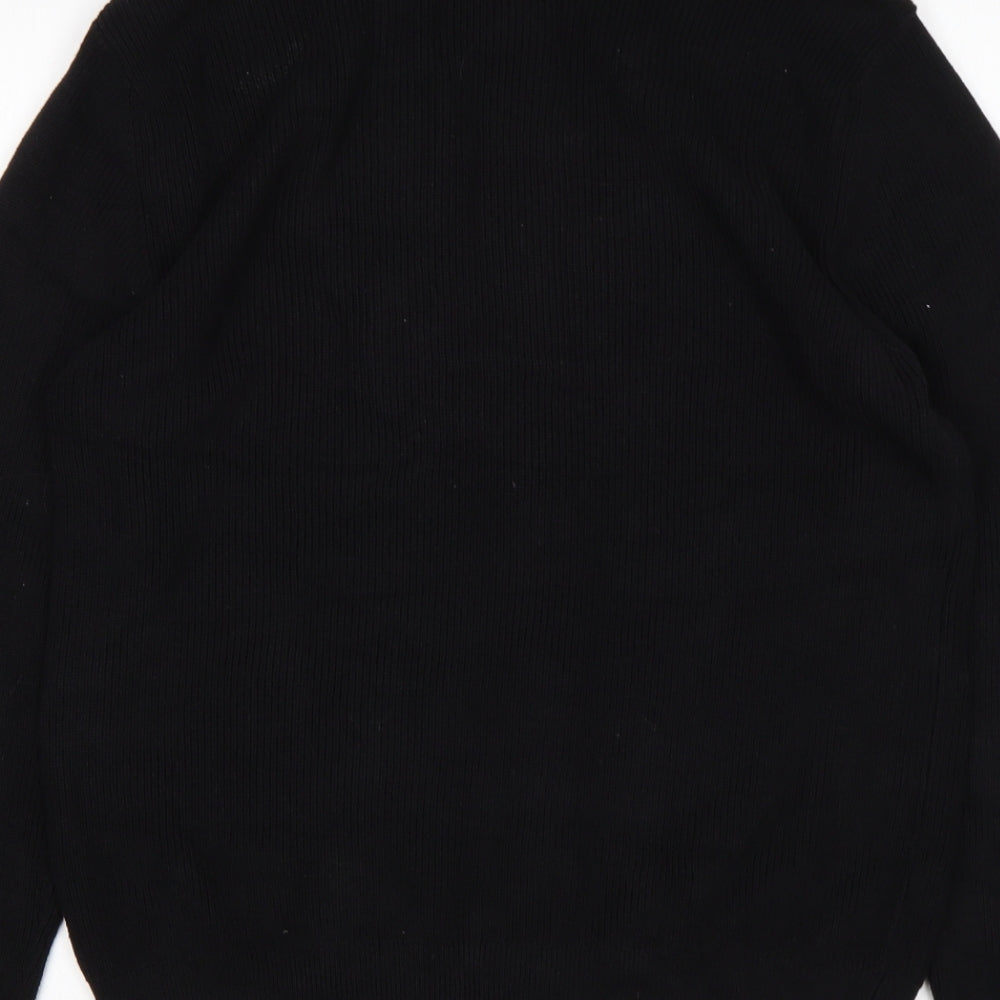 George Mens Black Mock Neck  Cotton Full Zip Jumper Size M