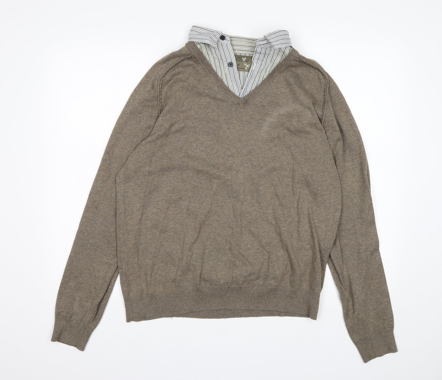 NEXT Womens Beige Collared  Cotton Pullover Jumper Size M