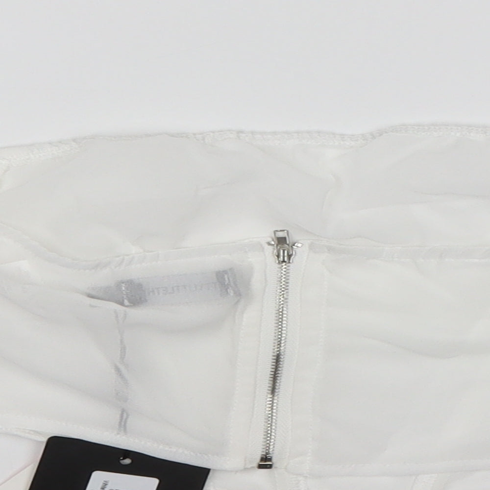 PRETTYLITTLETHING Womens White  Polyester Cropped Blouse Size 10 Off the Shoulder