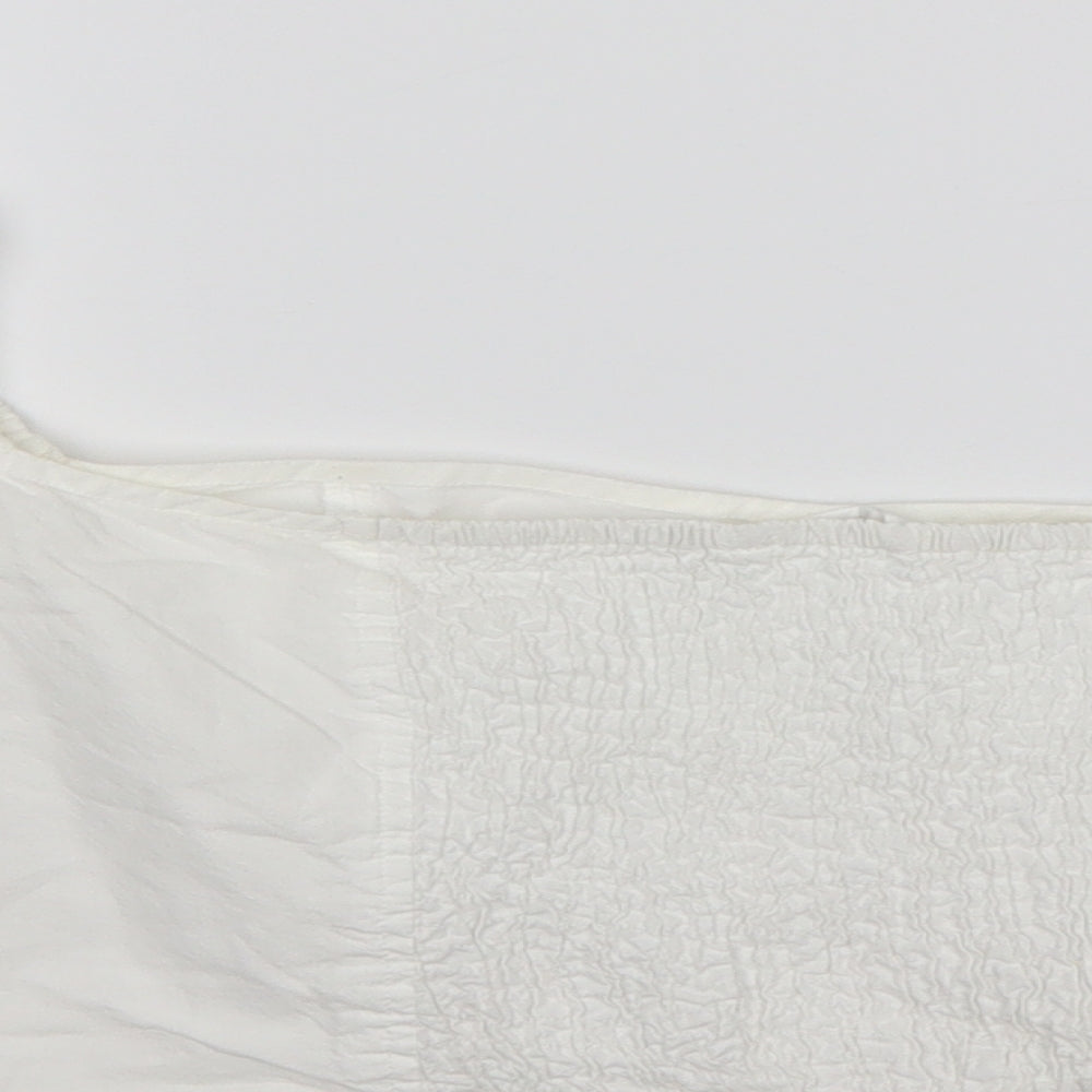 Missguided Womens White  Cotton Cropped Blouse Size 10 Boat Neck