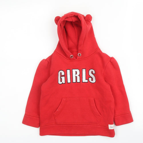 Preworn Girls Red  Cotton Pullover Hoodie Size 2-3 Years