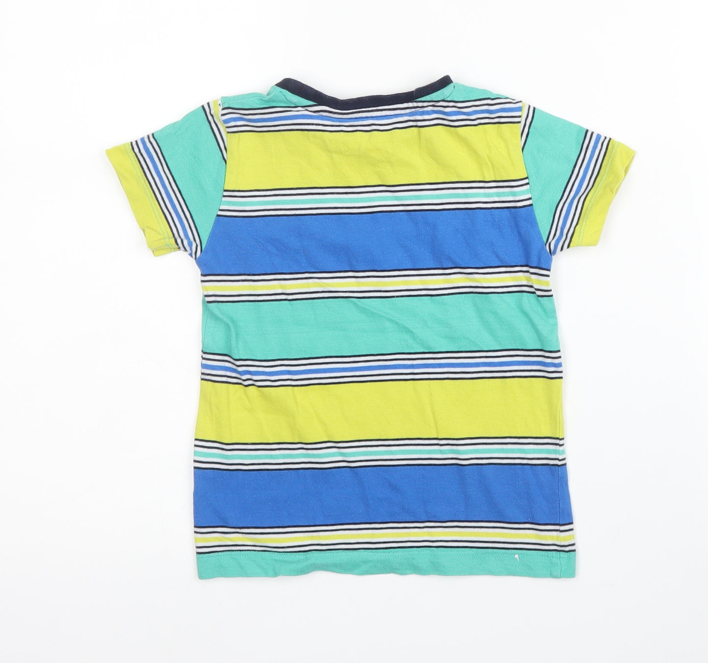 NEXT Boys Blue Striped Cotton Basic T-Shirt Size 18-24 Months Round Neck