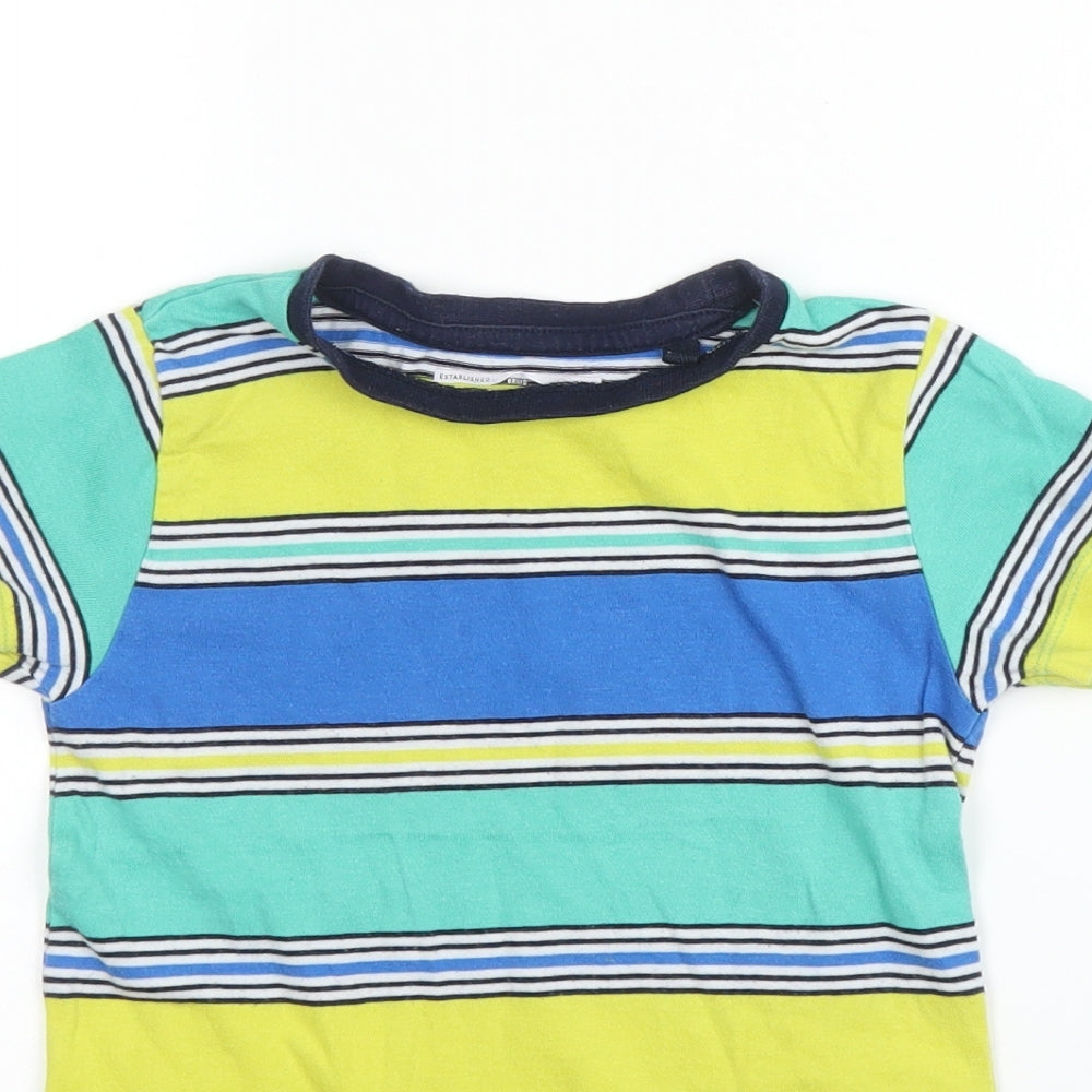 NEXT Boys Blue Striped Cotton Basic T-Shirt Size 18-24 Months Round Neck