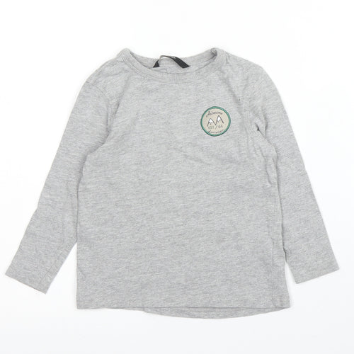 George Girls Grey  Cotton Basic T-Shirt Size 18-24 Months Round Neck