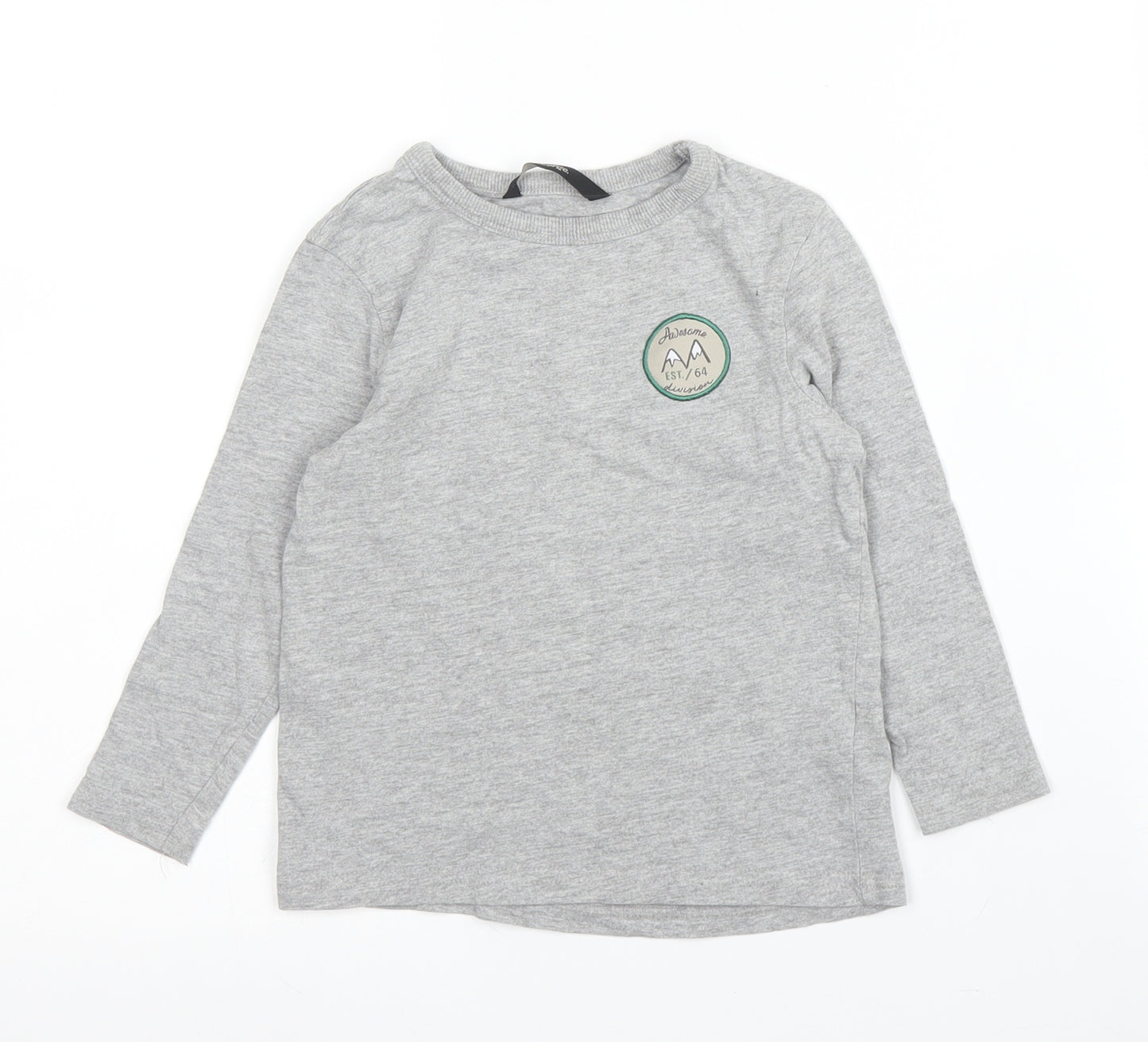 George Girls Grey  Cotton Basic T-Shirt Size 18-24 Months Round Neck