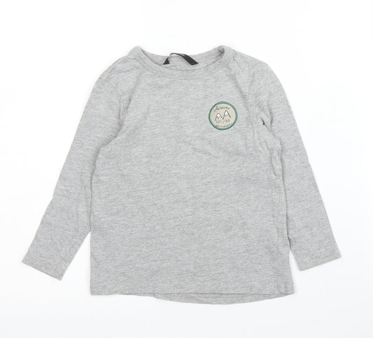 Front view of George girls’ grey cotton basic t-shirt, size 18-24, months round neck