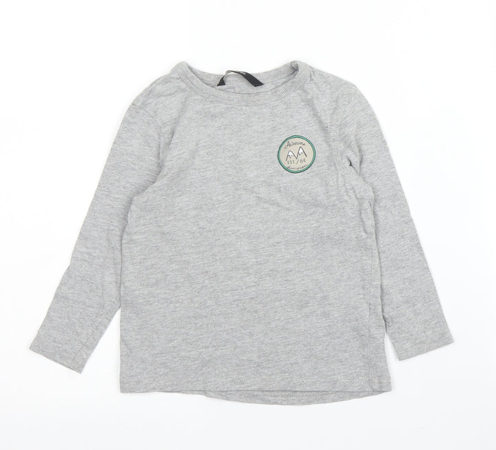 George Girls Grey  Cotton Basic T-Shirt Size 18-24 Months Round Neck