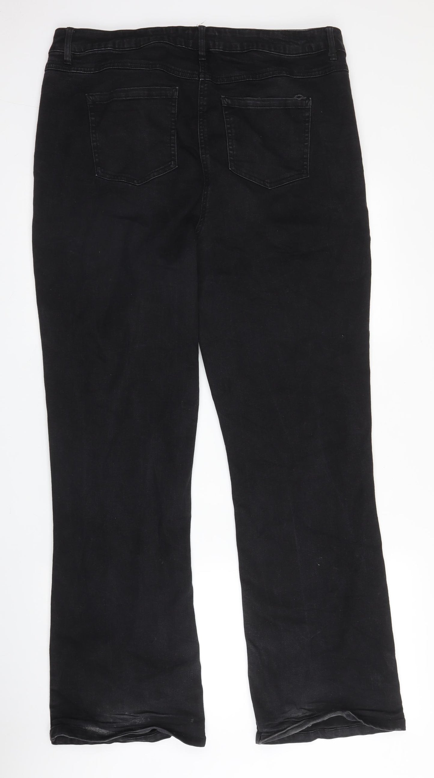 Papaya Womens Black  Cotton Bootcut Jeans Size 18 L30 in Regular Zip