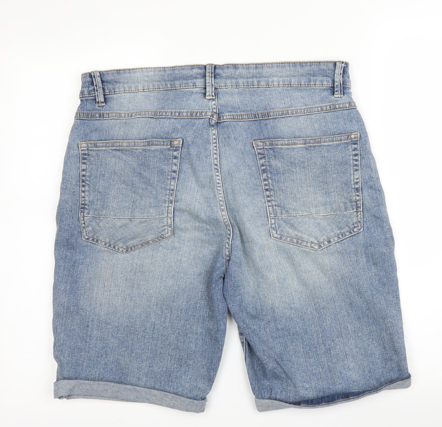 NEXT Mens Blue  Cotton Bermuda Shorts Size 32 in L10 in Regular Button