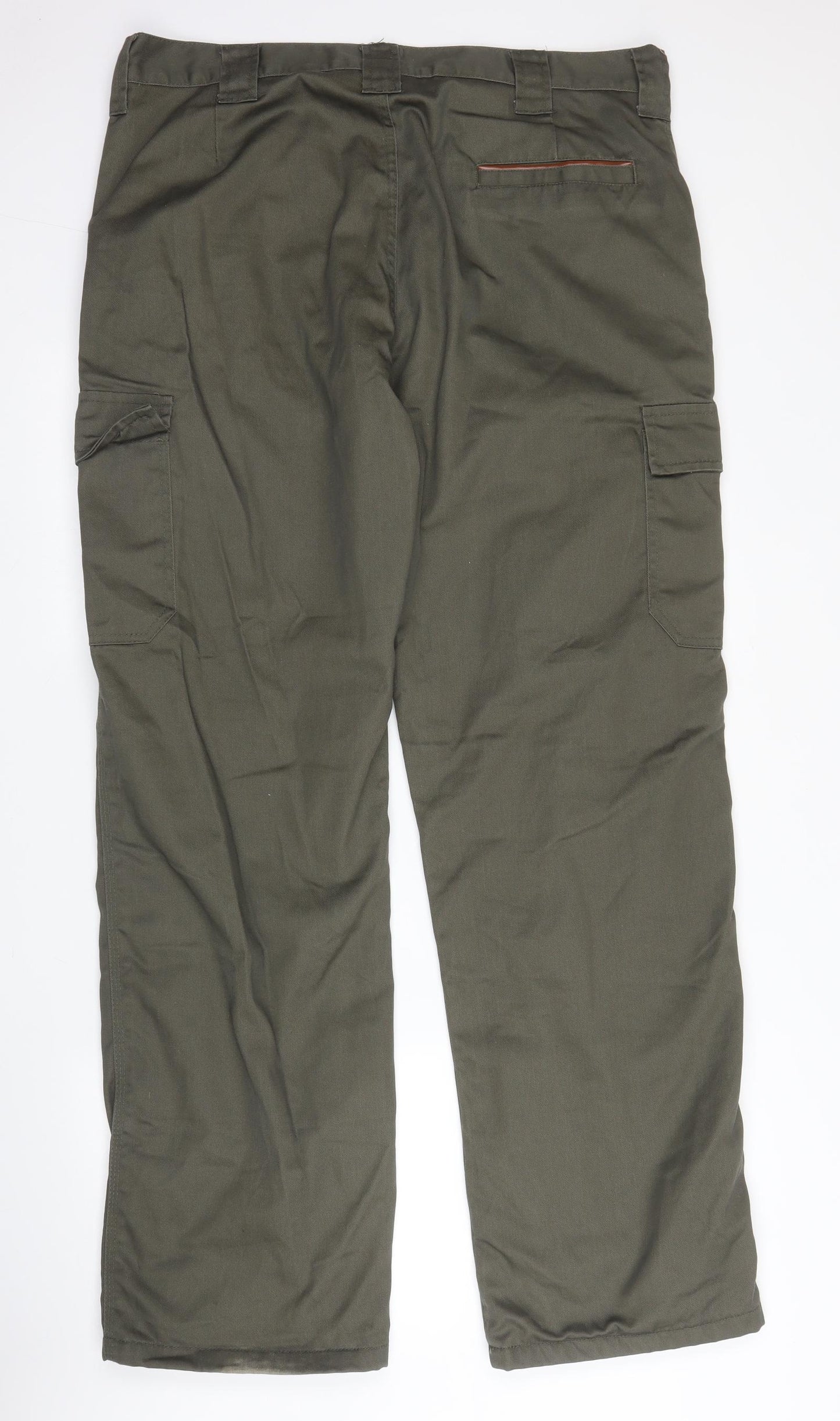Workwear Mens Green  Cotton Carpenter Trousers Size 38 in L33 in Regular Zip