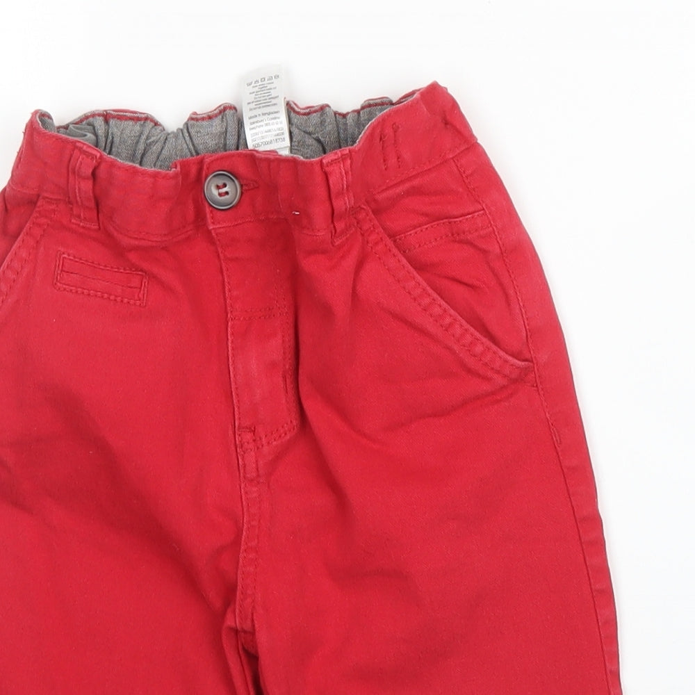 TU Boys Red  Cotton Capri Jeans Size 7 Years  Regular Zip