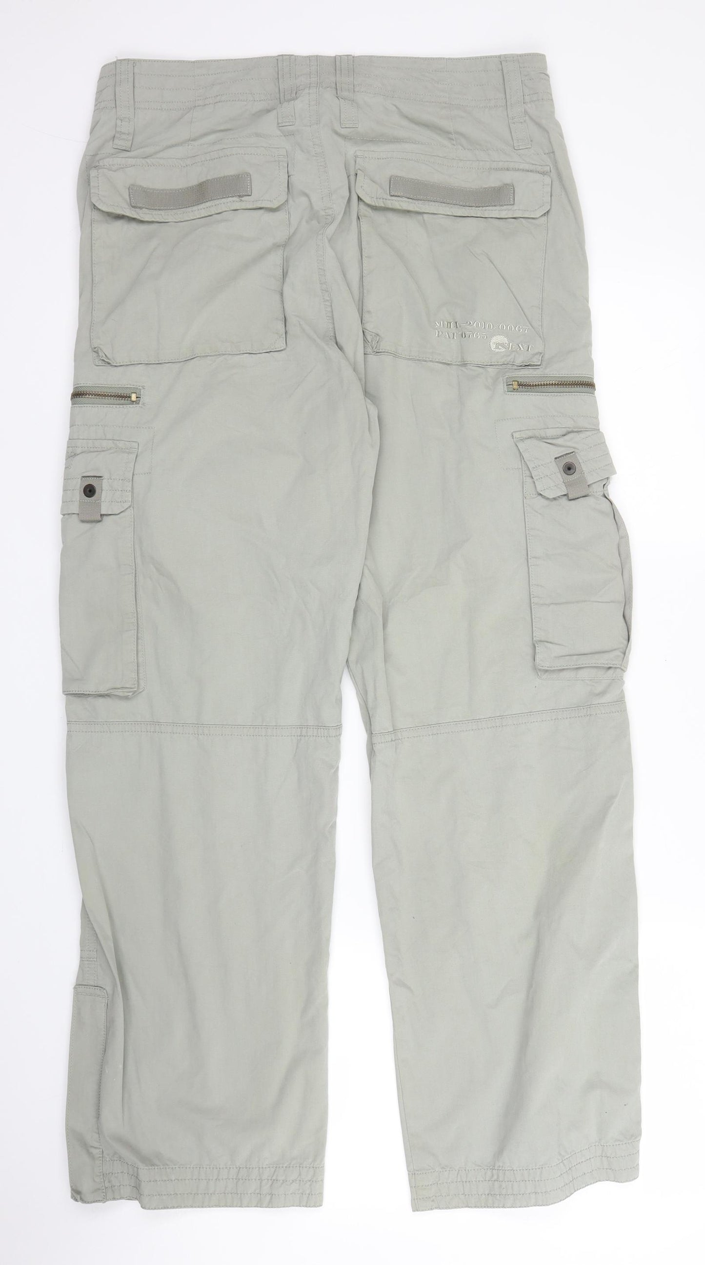 Preworn Womens Green  Cotton Cargo Trousers Size 32 in L28 in Regular Zip