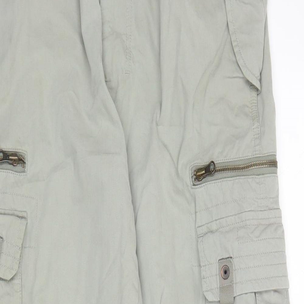 Preworn Womens Green  Cotton Cargo Trousers Size 32 in L28 in Regular Zip
