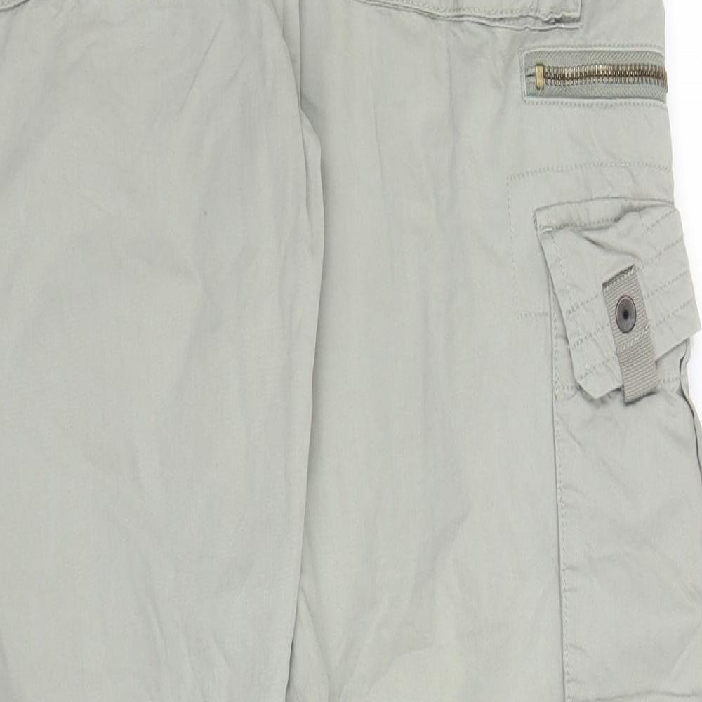 Preworn Womens Green  Cotton Cargo Trousers Size 32 in L28 in Regular Zip