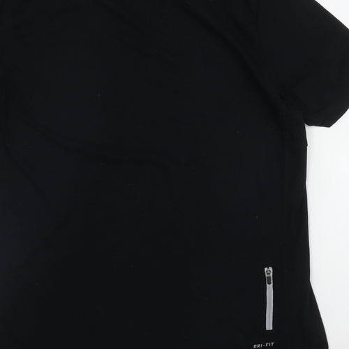 Nike Mens Black  Cotton Basic T-Shirt Size L V-Neck