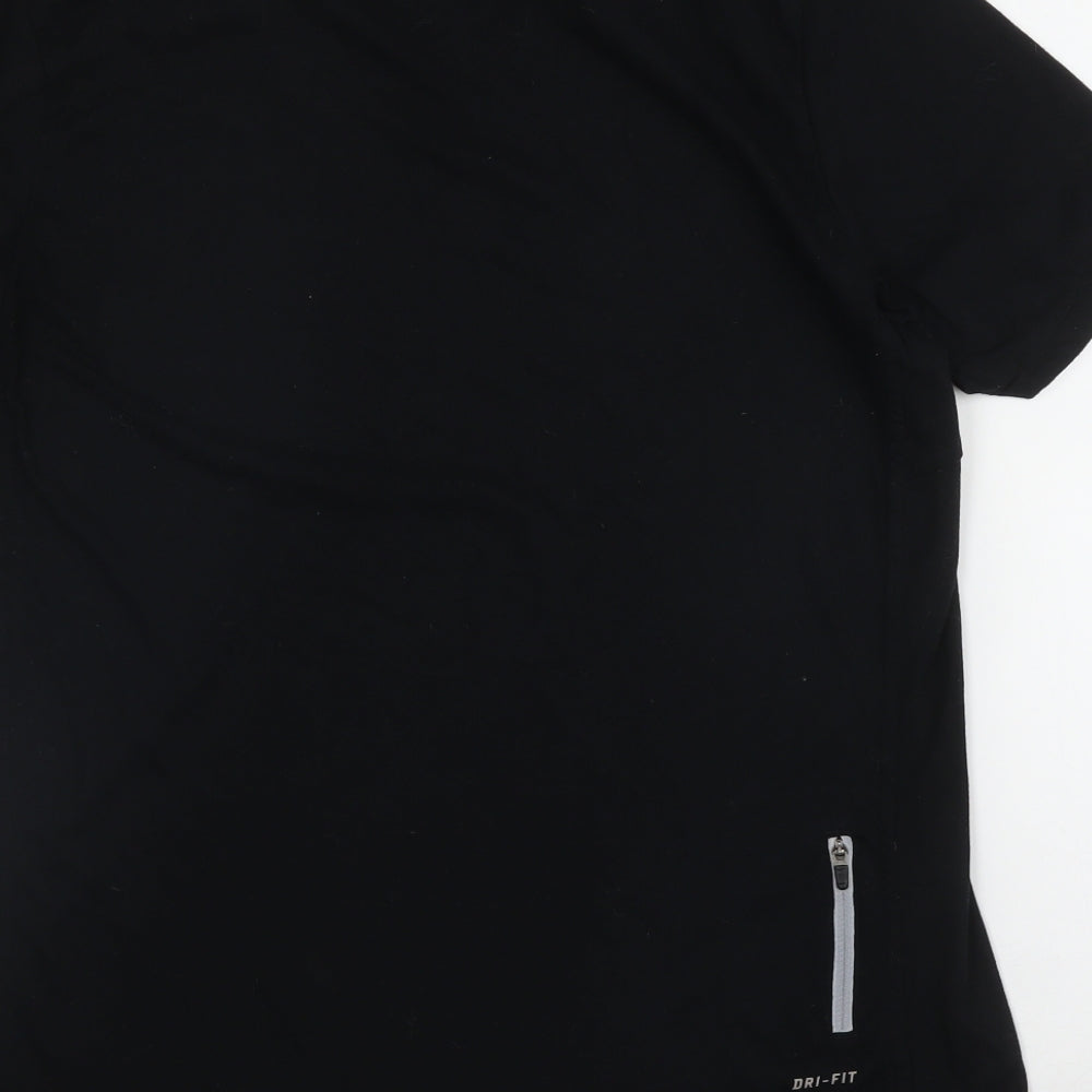 Nike Mens Black  Cotton Basic T-Shirt Size L V-Neck