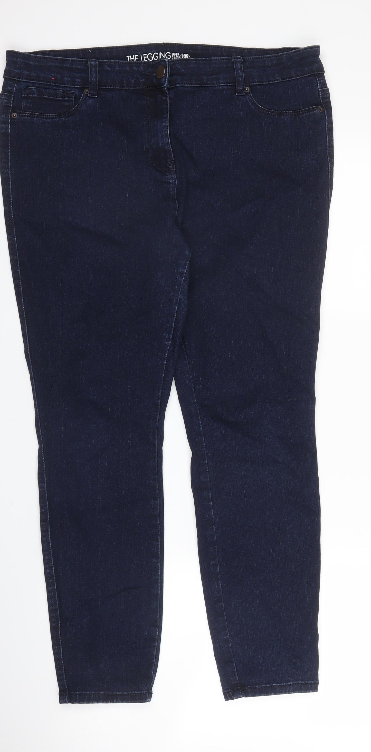 NEXT Womens Blue  Cotton Skinny Jeans Size 18 L26 in Regular Zip