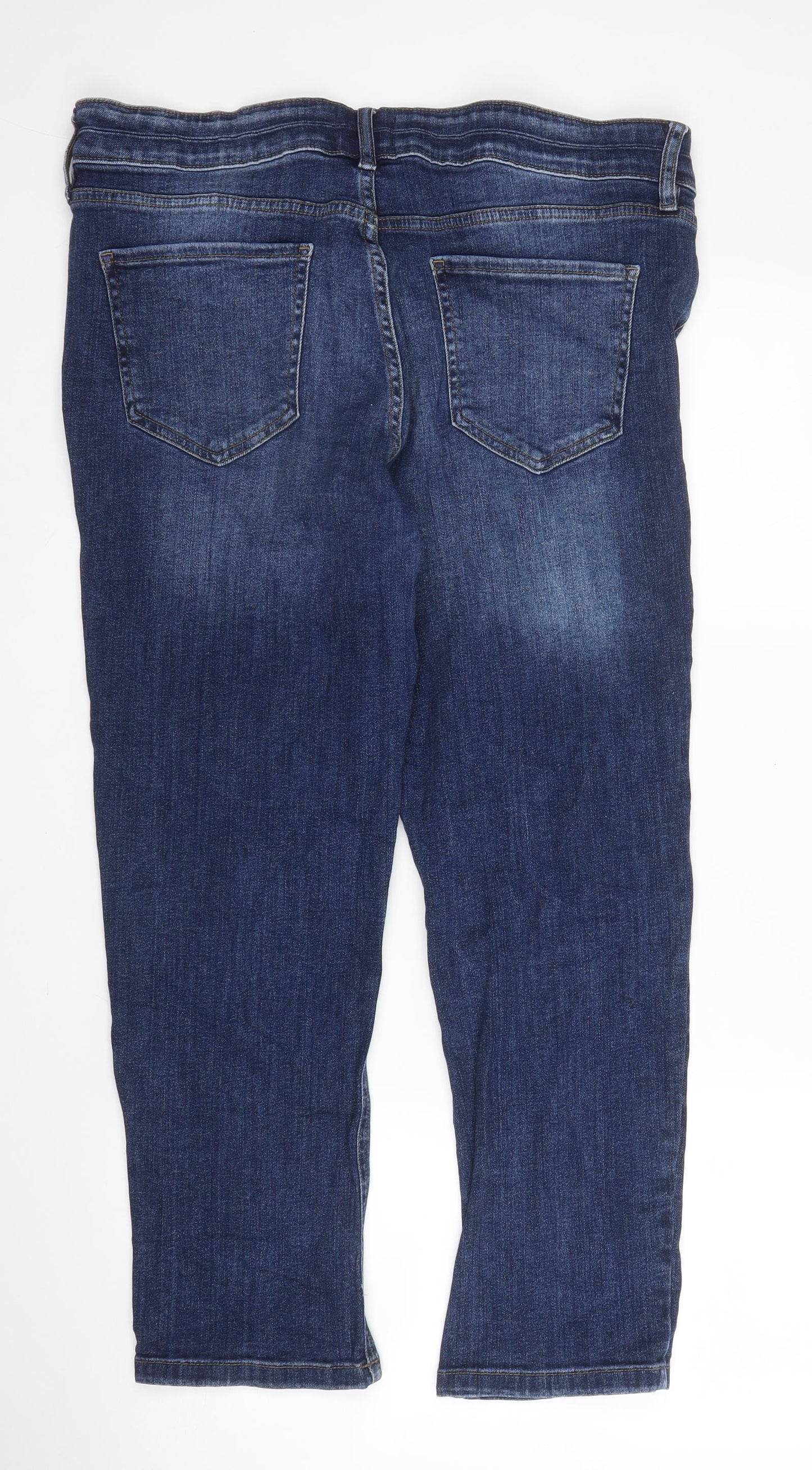F&F Womens Blue  Cotton Straight Jeans Size 18 L25 in Regular Zip